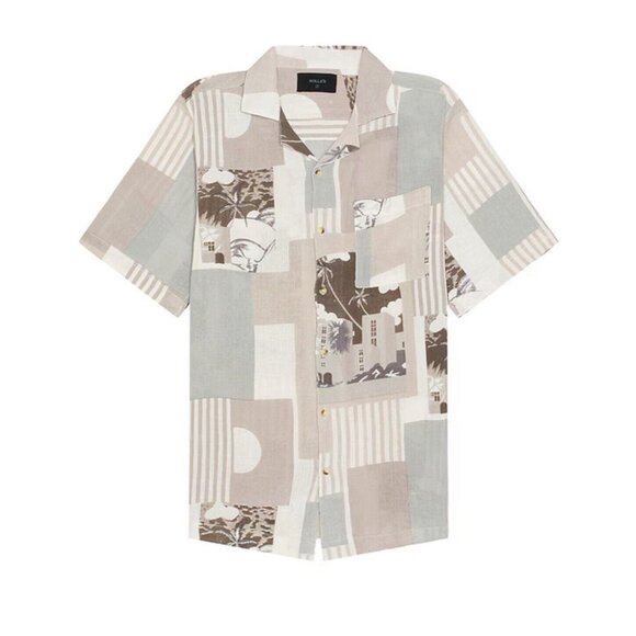 NEW! Rollas Bowler Paradise Button Front Shirt Short Sleeve Tropical Taupe SZ M - Picture 2 of 9